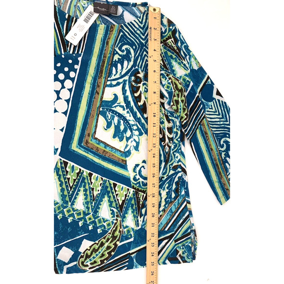 NWT Chico's Travelers Tunic Top Paisley Geometric 3/4 Sleeve - Picture 13 of 15